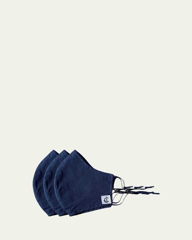 Reusable Protective Face Mask Coverings, Set of 3 - Navy